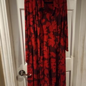 Cabi red shirt dress duster xl